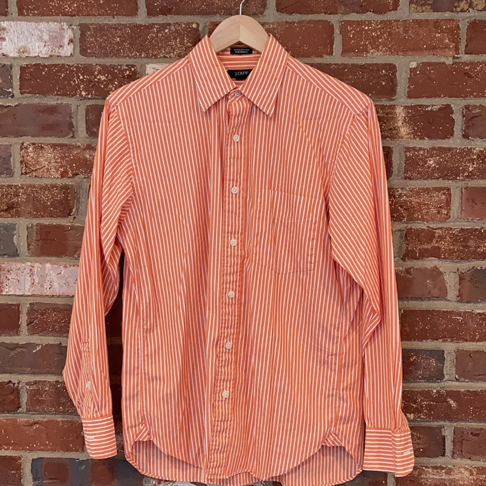 J. Crew button down orange striped men’s small
